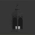 Black Metal Lantern With Intricate Cutout Design And White Candle Inside