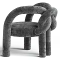 Modern White Woven Accent Chair Featuring Curved Armrest And Minimalist Design