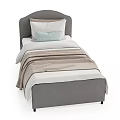 Modern Minimalist Single Bed With Upholstered Headboard And Soft Linens