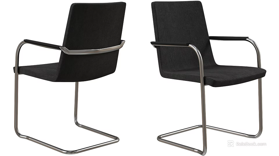Black Leisure Chair With Metal Frame And Armrest Design For Living Room 3d model 