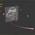 Space Patrol Intergalactic Design With Planetary Logo Stars And Astronaut Figure