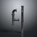 Hardware Tools Industrial Metal Pipe Fittings Elbow And Straight Pipe Textured Surface Gray Background Design