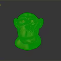 Monkey Head Model With Half White And Red Muscle Anatomy Yellow Eyes