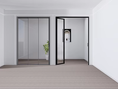 Very narrow push-pull belt flat open triple linkage PT door 3d model