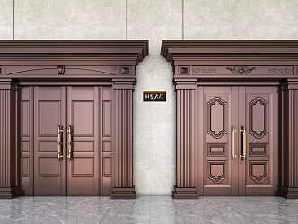 Home Villa Four Open Copper Door Villa Home Copper Door Villa Home Door Home Villa Home Door Home Door 3d model
