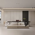 Modern Living Room Dining Area Interior With Sofa Coffee Table TV Wall And Windows