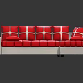 Modern Stylish L shaped Sectional Sofa With Red White Cross Pattern Cushions