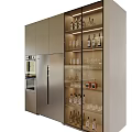 Modern Stylish Sideboard With Glass Doors Wine Glasses And Wine Bottles