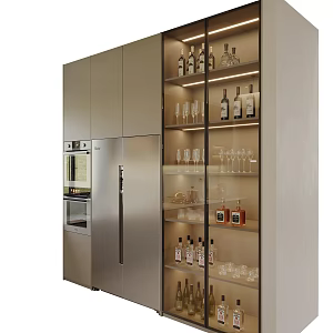 Light Luxury Sideboard Glass Wine Cabinet Wine Glass 3d model