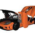 Orange Sports Car With Open Scissor Doors And Sleek Black Wheel Design