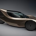 Futuristic Champagne Gold Concept Car With Sleek Aerodynamic Design And Unique Wheels