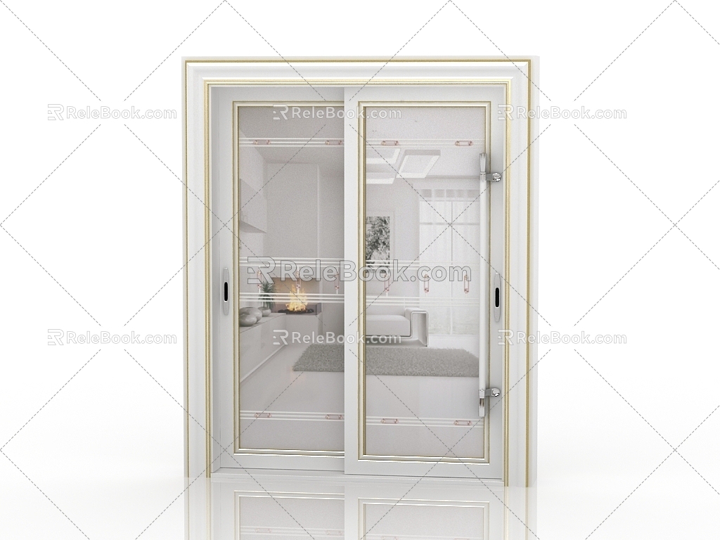 Jianou solid wood door interior door door 3d model