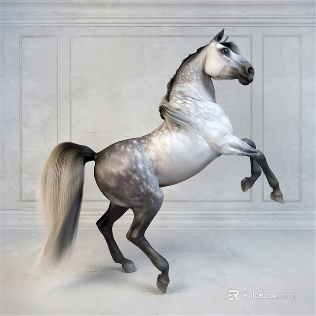 Reptile With Gray And White Patterns Standing On Hind Legs In Light Textured Background 3d model 