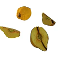 Fresh Yellow Pears Whole And Sliced With Visible Seeds And Juicy Texture