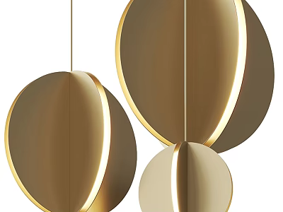 Modern Gold Circular Pendant Lights With Smooth Metal Finish For Elegant Interior 3d model