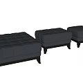 Modern Gray Fabric Ottoman With Tufted Design And Black Wooden Legs
