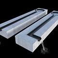 Modern Garden Ornaments Gray Concrete Long Troughs With Flowing Water