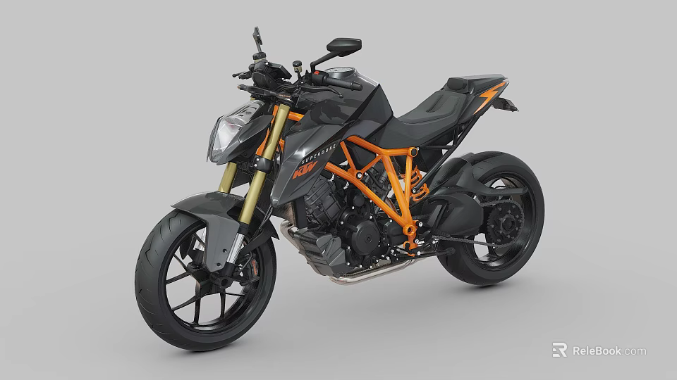 Sleek Modern Motorcycle With Orange Frame And Black Body 3d model 