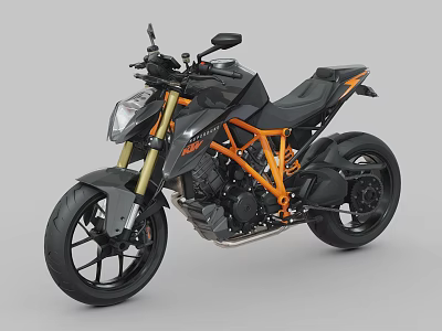 Sleek Modern Motorcycle With Orange Frame And Black Body 3d model