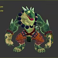 Fierce Game and Movie Character With Spiked Back Blue Body Red Pants And Purple Claws
