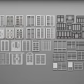 Various Window Designs Featuring Different Pane Styles And Frame Patterns 3d model