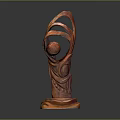 Artistic Wooden Sculpture Carving With Curved Lines Abstract Form And Stable Base