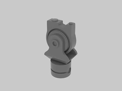 3D Rendering of Gray Mechanical Part with Circular Structure and Connecting Components 3d model