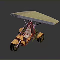 Yellow Three Wheeled Motorcycle With Canopy And Modern Open Frame Design