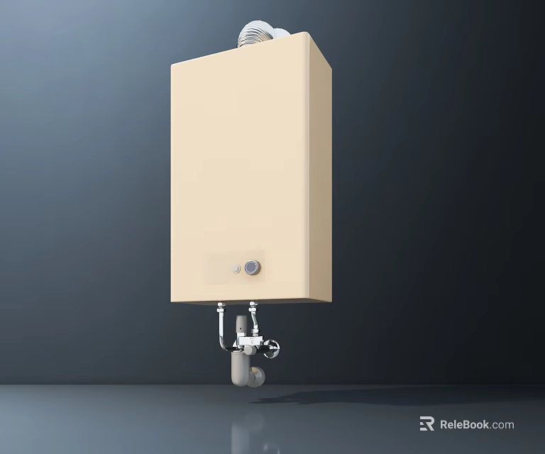 Home Use Beige Gas Water Heater As Efficient Daily Electrical Appliance With Compact Design 3d model 