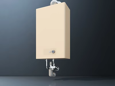 Home Use Beige Gas Water Heater As Efficient Daily Electrical Appliance With Compact Design 3d model