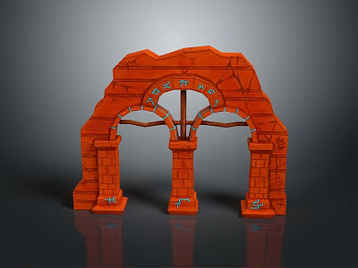 Red Brick Archway Structure With Decorative Columns And Detailed Brick Design 3d model