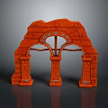 Red Brick Archway Structure With Decorative Columns And Detailed Brick Design