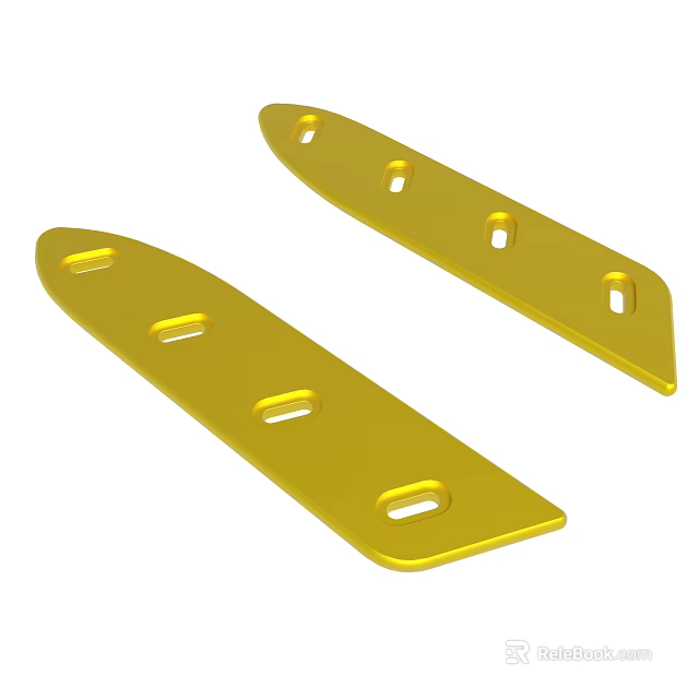Yellow Metal Mounting Brackets With Multiple Holes For Hardware Applications 3d model