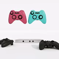 Colorful And Black Gaming Controllers With Silver Console For Entertainment Electronics 3d model