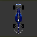 Blue Alpine Formula 1 Race Car with Sleek Bodywork Red Helmet and Large Wheels