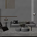 Modern Sofa and Coffee Table Set With Soft Pillows and Decorative Area Rug 3d model