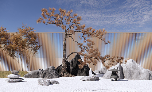 New Chinese style landscape sketch Kushan stone pine garden landscape 3d model