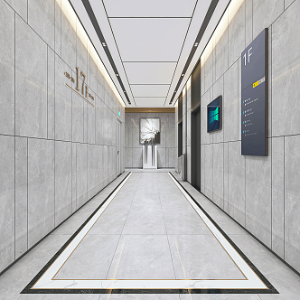 modern elevator hall elevator car 3d model