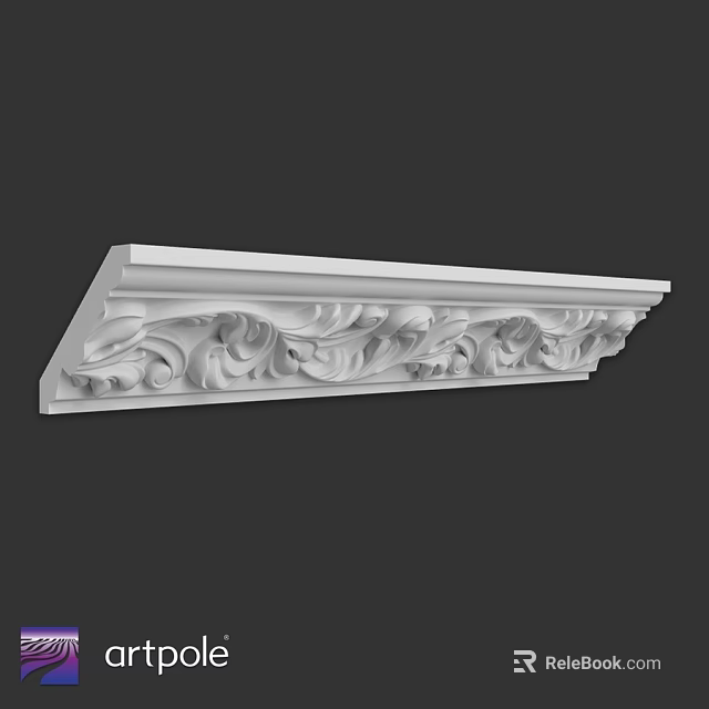 White Decorative Architectural Component Featuring Intricate Ornate Scroll Patterns 3d model 