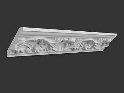 White Decorative Architectural Component Featuring Intricate Ornate Scroll Patterns 3d model