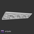 White Decorative Architectural Component Featuring Intricate Ornate Scroll Patterns