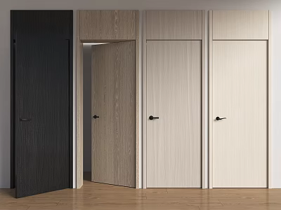 Wooden Swing Doors In Black Light Wood And Beige For Interior Home Design 3d model