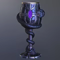 Elegant Dark Ornate Goblet Featuring Purple Gemstone And Intricate Snake Design