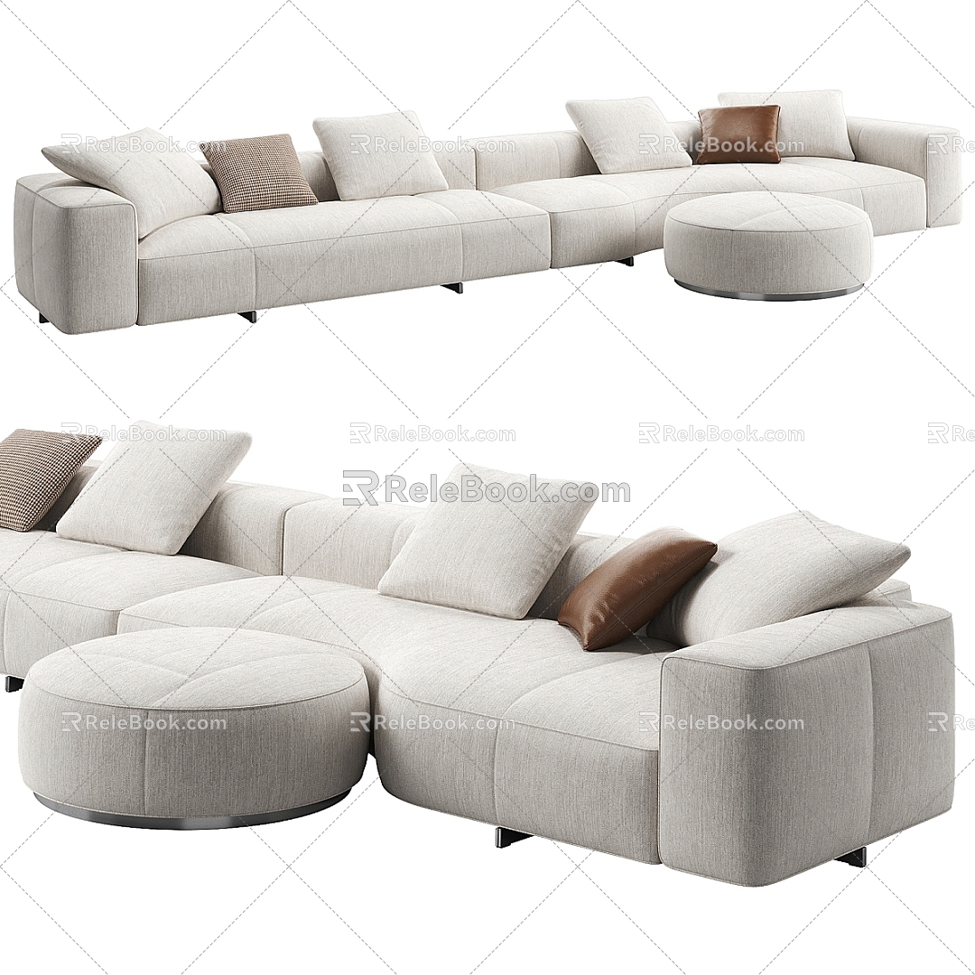 Minotti Multiplayer Sofa Fabric Multiplayer Sofa Combination Sofa 3d model