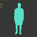 Man Wearing Grey Long Coat Black T-shirt Dark Pants And White Sneakers On Grey Background