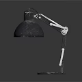 Two Stylish Black Minimalist Table Lamps On White Reflective Surface