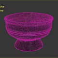 Ancient Bronze Bowl With Pedestal Base And Green Patina Surface