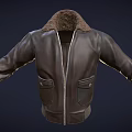 Stylish Brown Leather Jacket With Fur Collar Zipper Pockets And Warm Design