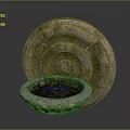 Round Moss Covered Stone Pot With Lid And Small Bowl For Garden Decor