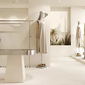 Modern Clothing Store Interior Design With Clothing Racks Display Counter Sofa And Plants